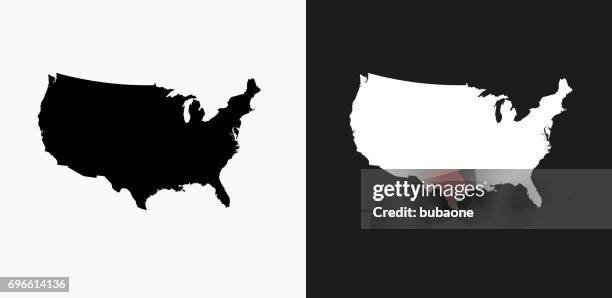 ilustrações de stock, clip art, desenhos animados e ícones de united states map icon on black and white vector backgrounds - american icon