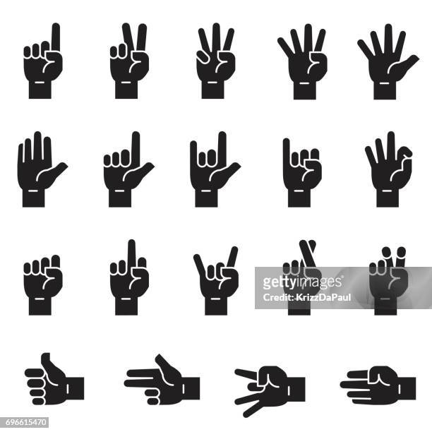 hand-zeichen-symbole [black edition] - finger kreuzen stock-grafiken, -clipart, -cartoons und -symbole