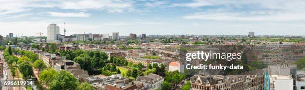 rotterdam downtown aerial panorama - aerial view neighborhood stock pictures, royalty-free photos & images