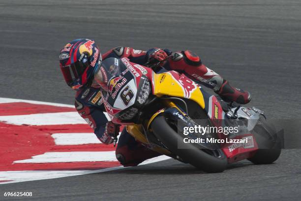 Stefan Bradl of Germany and Red Bull Honda World Superbike team rounds the bend during the FIM Superbike World Championship - Free Practice at Misano...