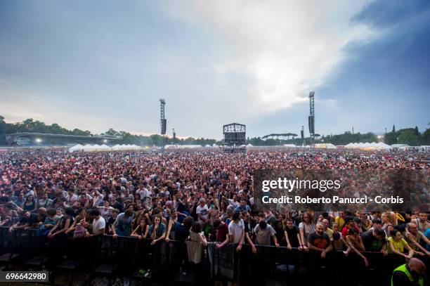 A English rock band Radiohead performs at Firenzerocks Festival on June 14, 2017 in Florence, Italy.