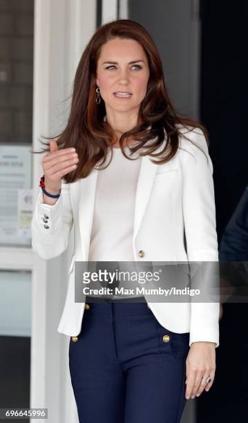 Catherine, Duchess of Cambridge visits the 1851 Trust roadshow at the Docklands Sailing and Watersports Centre on June 16, 2017 in London, England....
