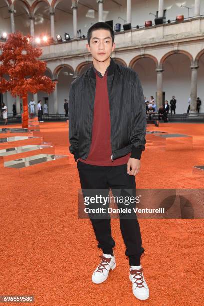 Qu Chuxiao attends the Ermenegildo Zegna show during Milan Men's Fashion Week Spring/Summer 2018 on June 16, 2017 in Milan, Italy.