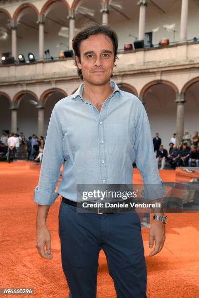 Emanuele Farneti attends the Ermenegildo Zegna show during Milan Men's Fashion Week Spring/Summer 2018 on June 16, 2017 in Milan, Italy.