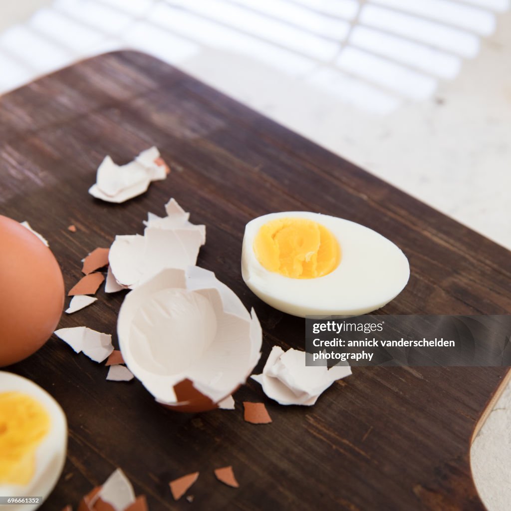 Hard-boiled eggs.