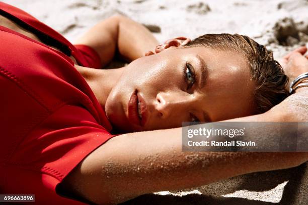 Model Hannah Ferguson is photographed for Ocean Drive Magazine on May 5, 2016 in Miami, Florida. Published Image.