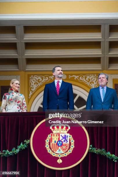 King Felipe VI of Spain attends Bullfights at Las Ventas Bullring on June 16, 2017 in Madrid, Spain.