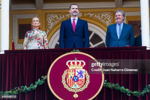 King Felipe VI of Spain attends Bullfights at Las Ventas Bullring on June 16, 2017 in Madrid, Spain.