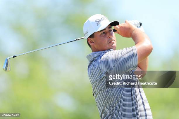 Michael Putnam of the United States plays his shot from the fourth tee during the second round of the 2017 U.S. Open at Erin Hills on June 16, 2017...