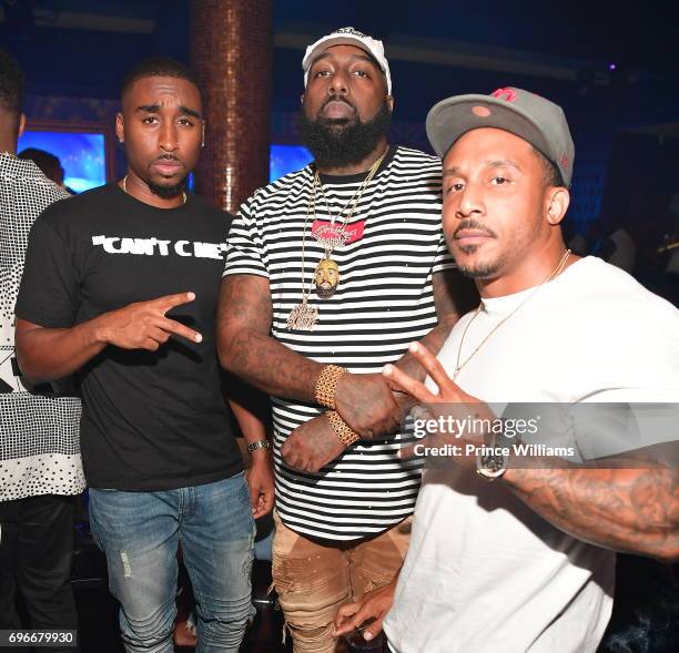 Demetrius Shipp Jr. And Trae Tha Truth attend 'All Eyez On Me' Atlanta Premier After Party at Amora Lounge on June 16, 2017 in Atlanta, Georgia.