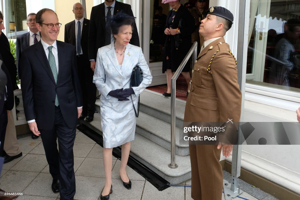 Princess Anne Attends Birthday Party For Queen Elizabeth II In Hamburg