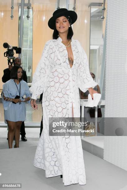 Singer Rihanna attends the 'Young Fashion Designer': LVMH Prize 2017 edition at Fondation Louis Vuitton on June 16, 2017 in Paris, France.