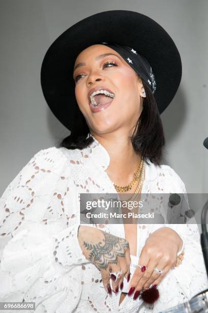 Singer Rihanna attends the 'Young Fashion Designer': LVMH Prize 2017 edition at Fondation Louis Vuitton on June 16, 2017 in Paris, France.