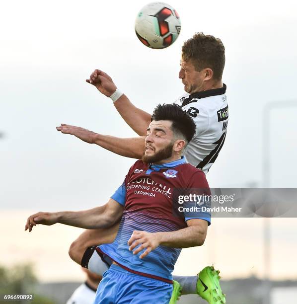 Louth , Ireland - 16 June 2017; Dane Massey of Dundalk in action against Adam Wixted of Drogheda United during the SSE Airtricity League Premier...