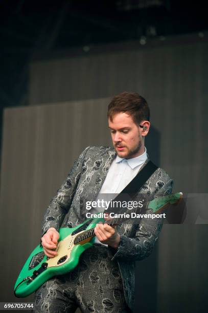 Adam Hann of the 1975 performs at Belsonic Ormeau Park on June 16, 2017 in Belfast, Northern Ireland.