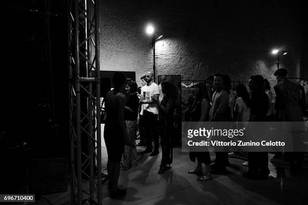 Designer Milan Vukmirovic is seen backstage ahead of the Ports 1961 show during Milan Men's Fashion Week Spring/Summer 2018on June 16, 2017 in Milan,...