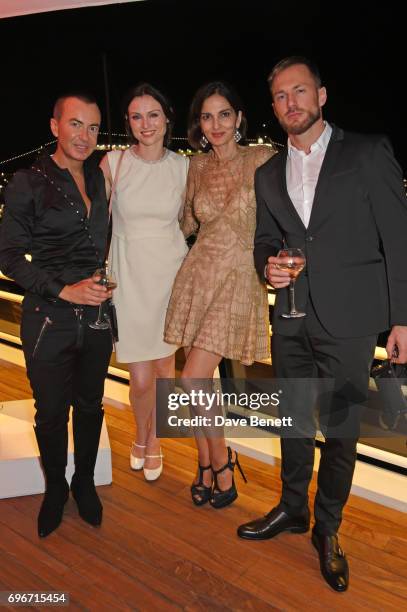 Julien Macdonald, Sophie Ellis Bextor, Yasmin Mills and Luke Balter attend a charity gala evening and performance of the play "A Life-Long Pas" in...