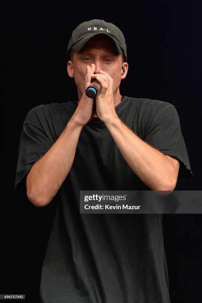 Fififly Rapper Rapper NF performs onstage during the 2017 Firefly Music Festival on ...