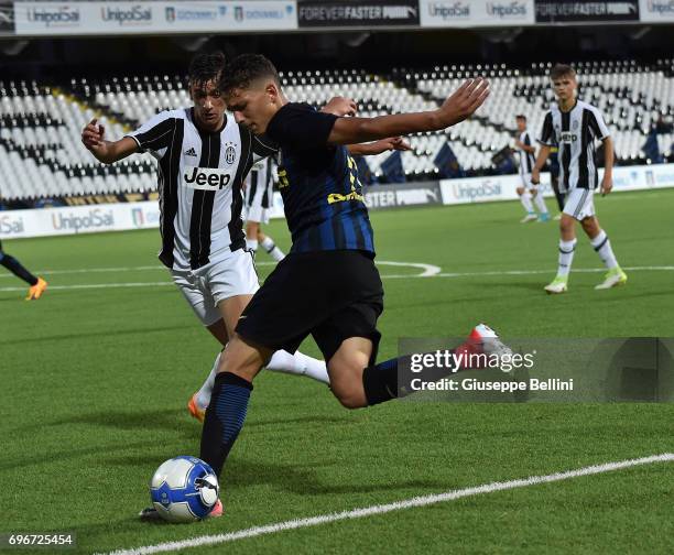 Player of FC Internazionale and player of Juventus FC in action during the U15 Serie A Final match between FC Internazionale and Juventus FC on June...