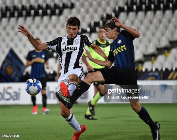 Player of FC Internazionale and player of Juventus FC in action during the U15 Serie A Final match between FC Internazionale and Juventus FC on June...