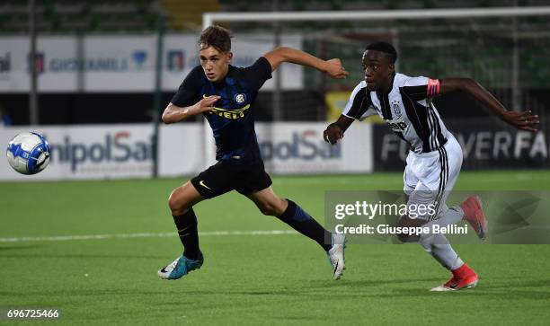 Player of FC Internazionale and player of Juventus FC in action during the U15 Serie A Final match between FC Internazionale and Juventus FC on June...