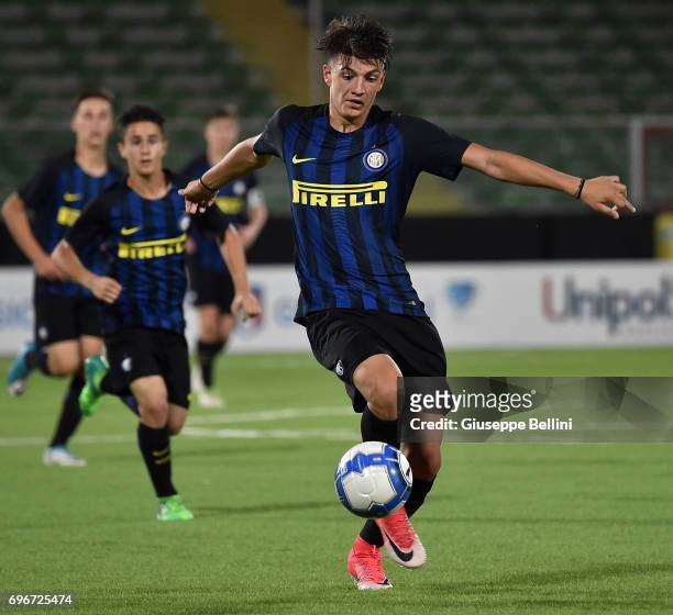 Player of FC Internazionale in action during the U15 Serie A Final match between FC Internazionale and Juventus FC on June 16, 2017 in Cesena, Italy.