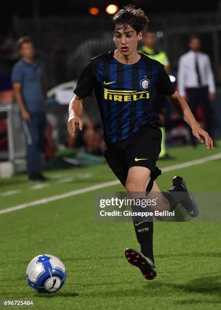 Player of FC Internazionale in action during the U15 Serie A Final match between FC Internazionale and Juventus FC on June 16, 2017 in Cesena, Italy.