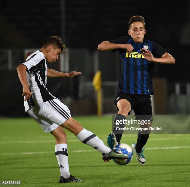 Player of FC Internazionale and player of Juventus FC in action during the U15 Serie A Final match between FC Internazionale and Juventus FC on June...