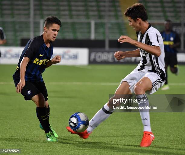 Player of FC Internazionale and player of Juventus FC in action during the U15 Serie A Final match between FC Internazionale and Juventus FC on June...