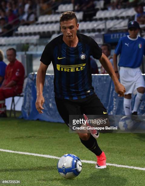 Player of FC Internazionale in action during the U15 Serie A Final match between FC Internazionale and Juventus FC on June 16, 2017 in Cesena, Italy.