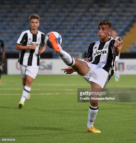 Player of Juventus FC in action during the U15 Serie A Final match between FC Internazionale and Juventus FC on June 16, 2017 in Cesena, Italy.