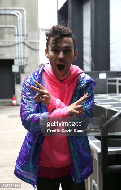 Max Schneider poses backstage during the 2017 BLI Summer Jam at Nikon at Jones Beach Theater on June 16, 2017 in Wantagh, New York.