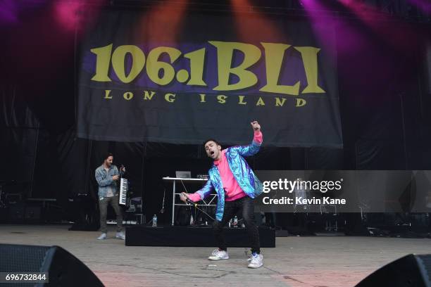 Ryan Siegel and Max Schneider perform on stage during the 2017 BLI Summer Jam at Nikon at Jones Beach Theater on June 16, 2017 in Wantagh, New York.