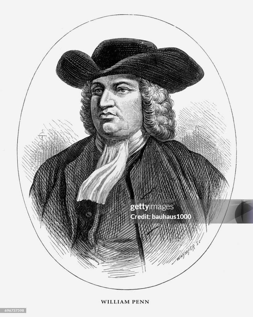William Penn, English Victorian Engraving, 1887