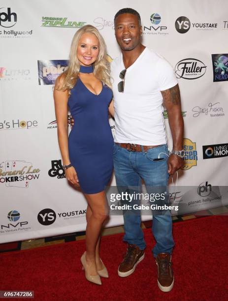 Actress/model Stacy Fuson and former NFL player Lawyer Milloy attend the Raising the Stakes Celebrity Charity Poker Tournament benefiting the One...
