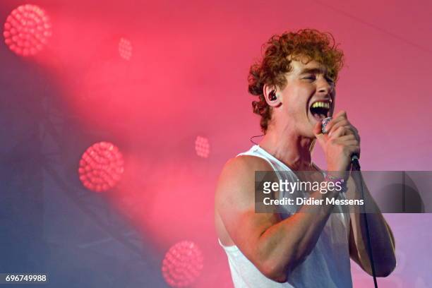 Rob Damiani of Don Broco performs on stage during day 3 of the Pinkpop Festival on June 5, 2017 in Landgraaf, Netherlands.