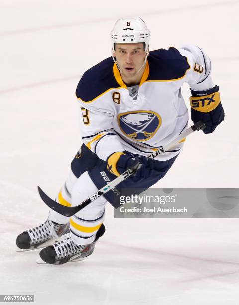 Cody McCormick of the Buffalo Sabres plays in the game against the Florida Panthers during the game at BB&T Center on December 6, 2014 in Sunrise,...