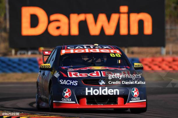 Jamie Whincup drives the Red Bull Holden Racing Team Holden Commodore VF during practice 3 for the Darwin Triple Crown, which is part of the...