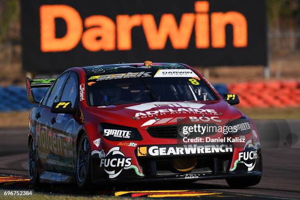 Nick Percat drives the Team Clipsal Brad Jones Racing Commodore VF during practice 3 for the Darwin Triple Crown, which is part of the Supercars...