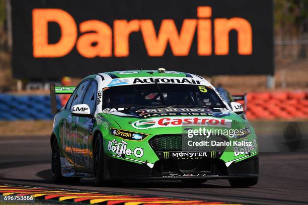 Mark Winterbottom drives the The Bottle-O Racing Ford Falcon FGX during practice 3 for the Darwin Triple Crown, which is part of the Supercars...