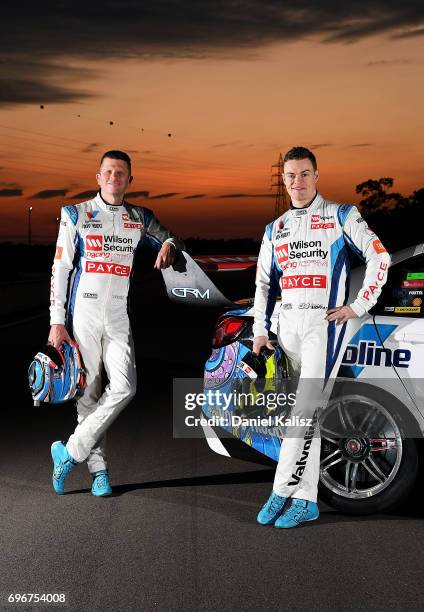 Garth Tander driver of the Wilson Security Racing Holden Commodore VF and James Moffat driver of the Wilson Security Racing GRM Holden Commodore VF...