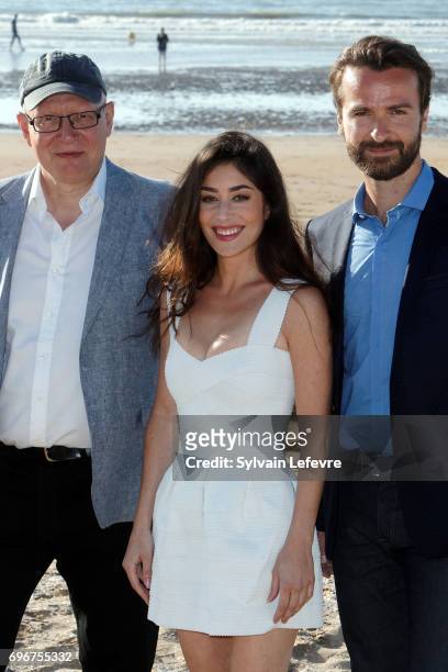 Gorune Aprikian, Fanny Valette; Amaury De Crayencour attend "Passade" photocall during 3rd day of the 31st Cabourg Film Festival on June 16, 2017 in...