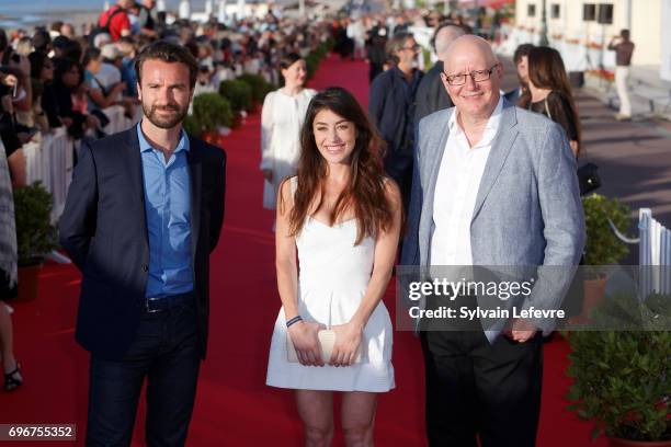Gorune Aprikian, Fanny Valette; Amaury De Crayencour attend red carpet of 3rd day of the 31st Cabourg Film Festival on June 16, 2017 in Cabourg,...