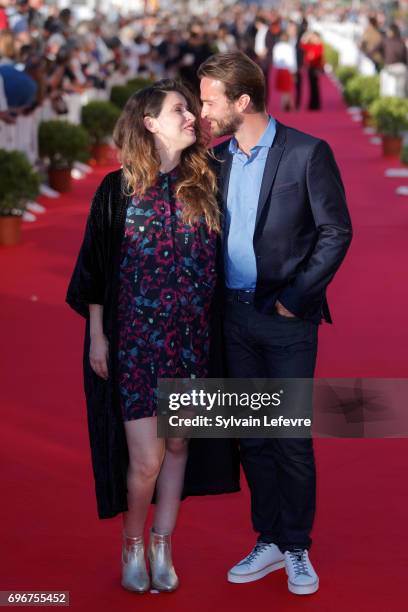 Amaury de Crayencour and his wife attend red carpet of 3rd day of the 31st Cabourg Film Festival on June 16, 2017 in Cabourg, France.