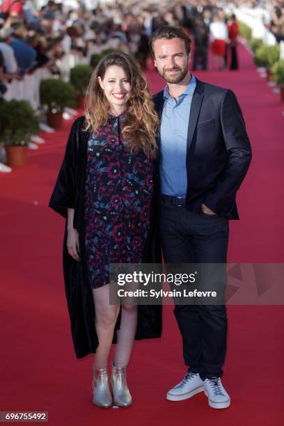 Amaury de Crayencour and his wife attend red carpet of 3rd day of the 31st Cabourg Film Festival on June 16, 2017 in Cabourg, France.