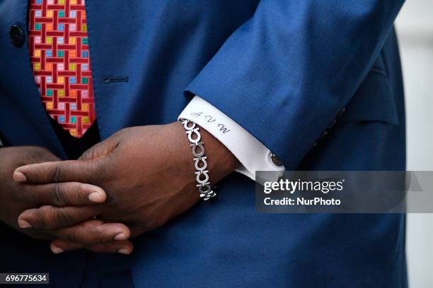 Andrew Wyatt, spokesperson for Bill Cosby holds a press conference outside Montgomery Courthouse, in Norristown, Pennsylvania, on June 16, 2017.