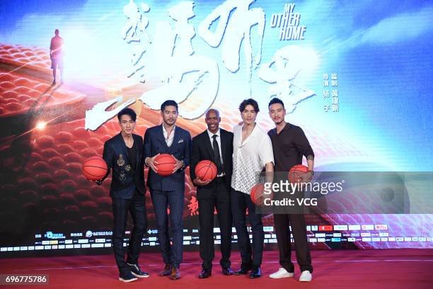 Singer and actor Chun Wu, actor Godfrey Gao, American basketball player Stephon Marbury, model Vivian Dawson and actor Sunny Wang attend the fans...