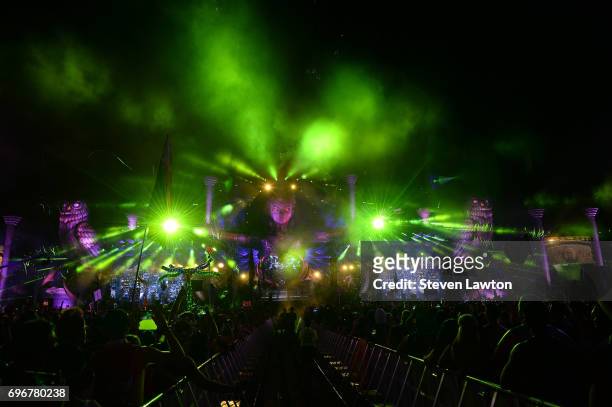 General view shows the opening ceremony at the Kinetic Field stage during the 21st annual Electric Daisy Carnival at Las Vegas Motor Speedway on June...