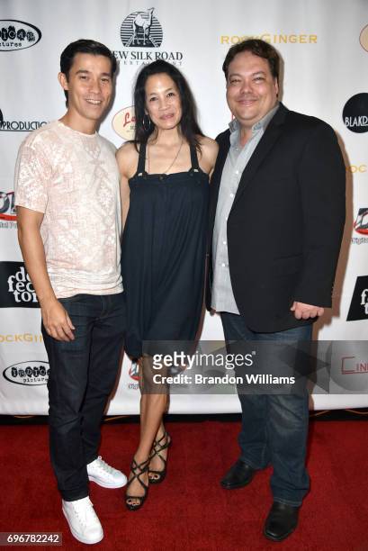 Actor Jason Tobin actor Eugenia Yuan and director Dax Phelan attend the theatrical release of Indican Pictures' "Jasmin" at the Laemmle Monica Film...