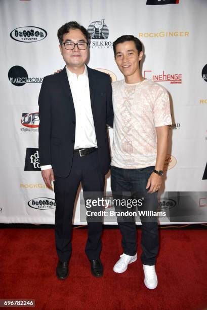 Producer Chris Chan Lee and actor Jason Tobin attend the theatrical release of Indican Pictures' "Jasmine" at Laemmle Monica Film Center on June 16,...